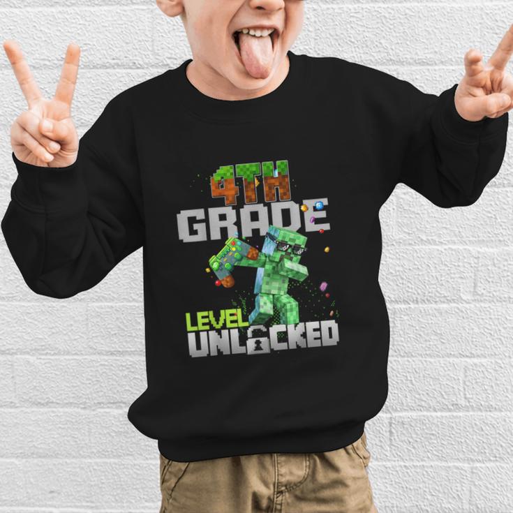 4th Grade Level Unlocked Back To School Pixel Game Graphic Kid Sweatshirt