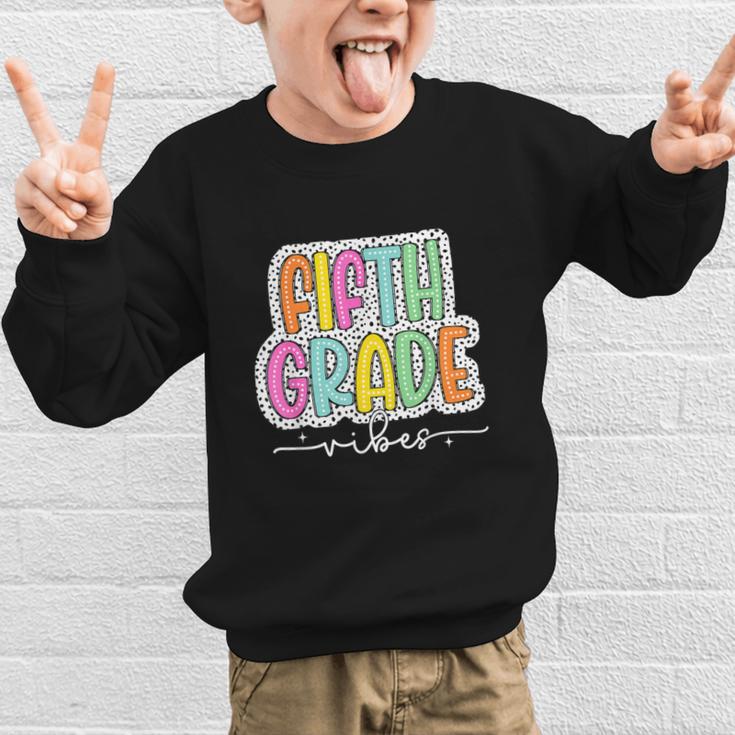5th Fifth Grade Vibes Back To School Dalmatian Dots Graphic Kid Sweatshirt 5th Fifth Grade Vibes Back To School Dalmatian Dots Graphic Kid Sweatshirt
