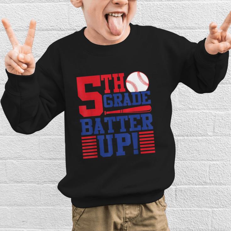 5th Grade Batter Up Back To School Fifth Grade Baseball Boys Graphic Kid Sweatshirt