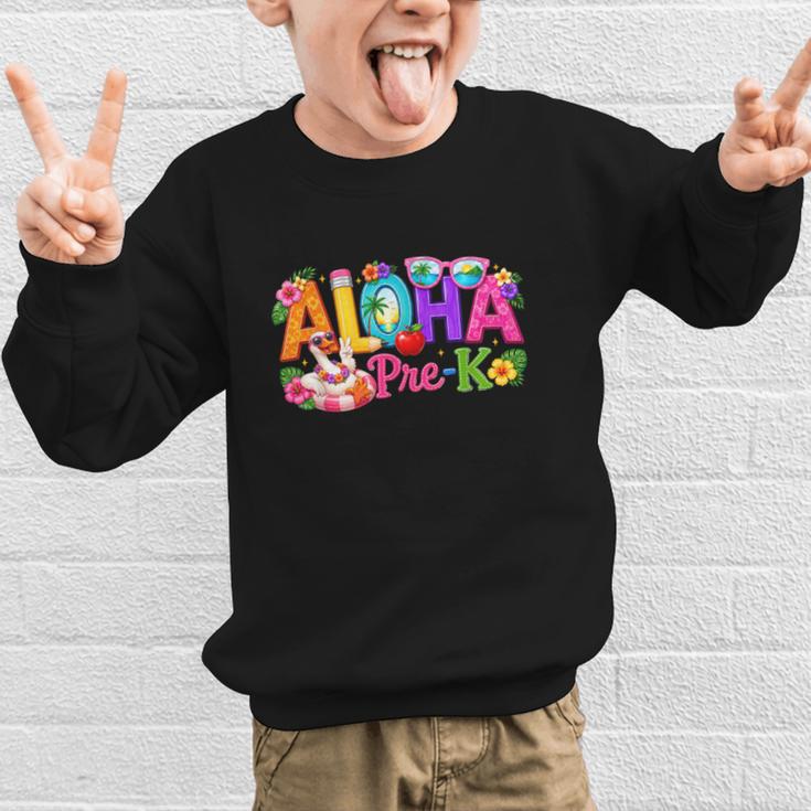 Aloha Pre-K Tropical Floral Beach Silly Goose Back To School Graphic Kid Sweatshirt