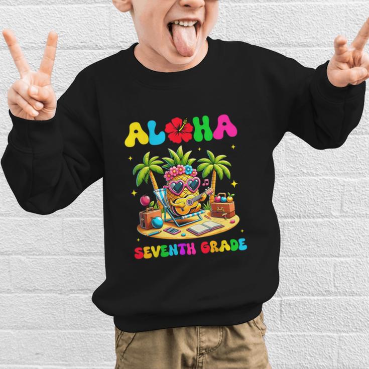 Aloha Seventh Grade Pineapple Hawaii Back To School Girls Graphic Kid Sweatshirt Aloha Seventh Grade Pineapple Hawaii Back To School Girls Graphic Kid Sweatshirt