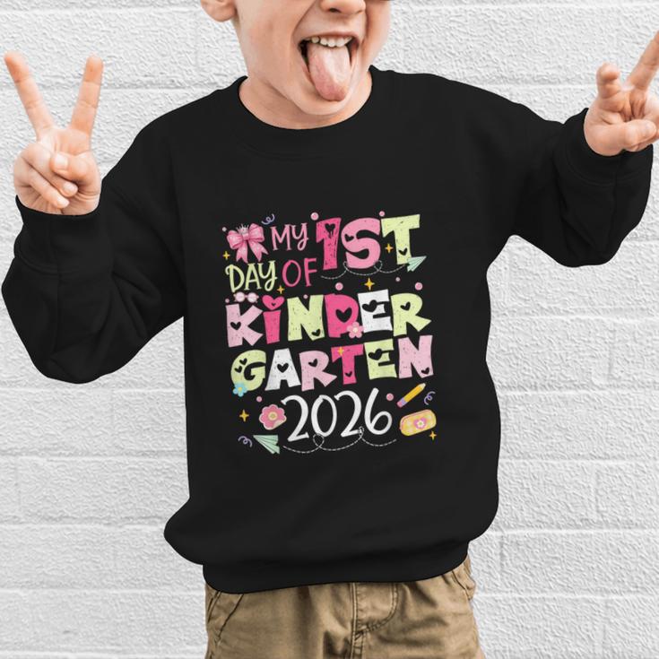 Back To School My 1st Day Of Kindergarten 2026 Bow Graphic Kid Sweatshirt Back To School My 1st Day Of Kindergarten 2026 Bow Graphic Kid Sweatshirt