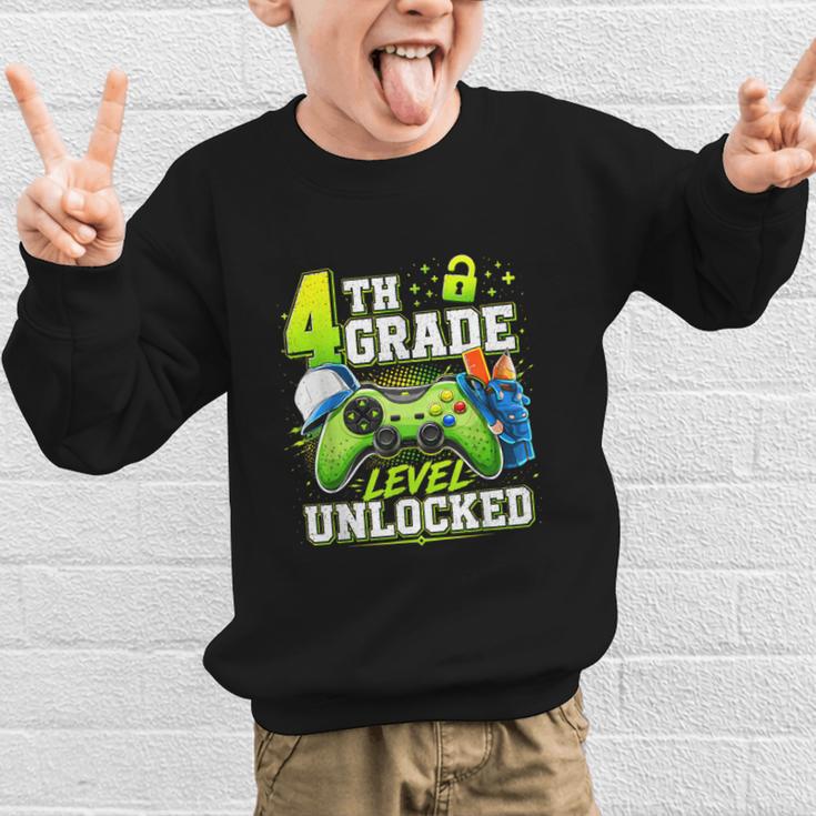 Back To School 4th Fourth Grade Level Unlocked Gamer Kid Graphic Kid Sweatshirt
