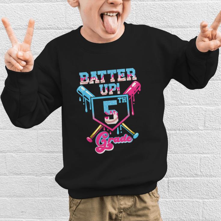 Back To School 5th Grade Batter Up Baseball First Day Boys Graphic Kid Sweatshirt Back To School 5th Grade Batter Up Baseball First Day Boys Graphic Kid Sweatshirt