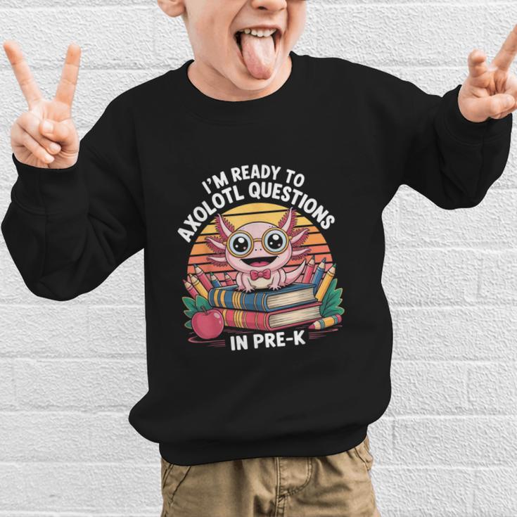 Back To School Axolotl Design For Pre-K Students Graphic Kid Sweatshirt Back To School Axolotl Design For Pre-K Students Graphic Kid Sweatshirt