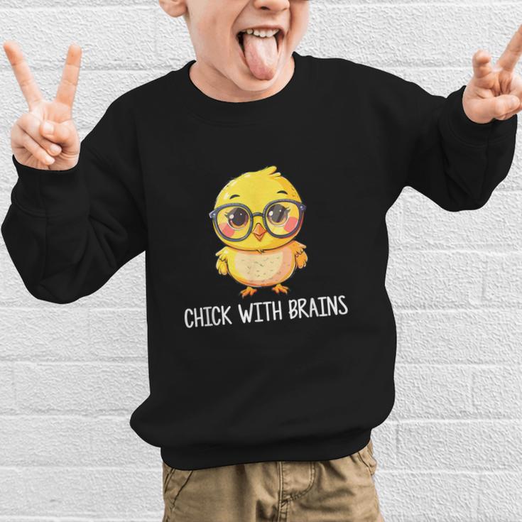 Back To School Chick With Brains Smart Intelligent Girls Graphic Kid Sweatshirt Back To School Chick With Brains Smart Intelligent Girls Graphic Kid Sweatshirt