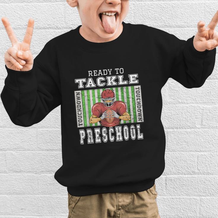 Back To School Ready To Tackle Preschool Football Theme Graphic Kid Sweatshirt