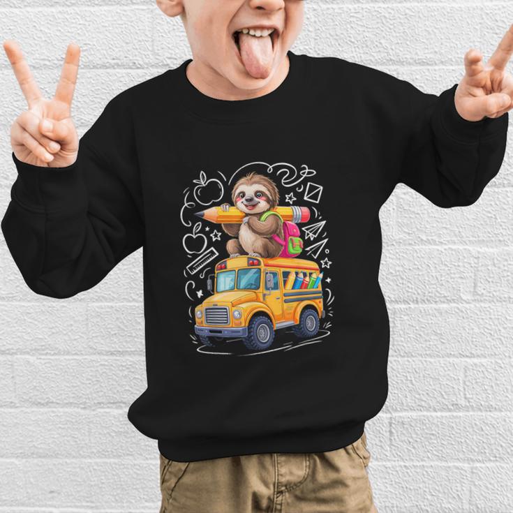 Back To School Sloth School Bus 100 Days Of School Graphic Kid Sweatshirt