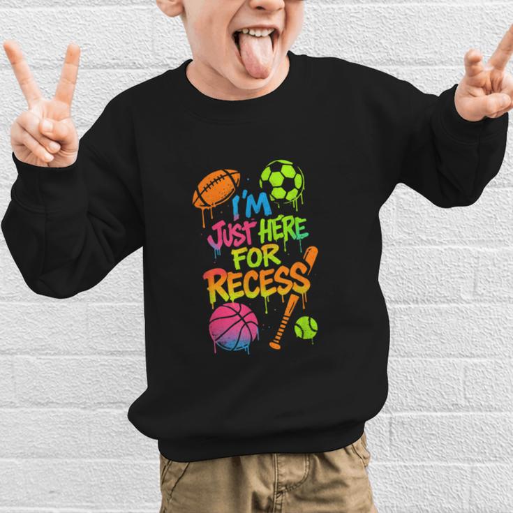 Back To School Sports Basketball Football Recess Graphic Kid Sweatshirt Back To School Sports Basketball Football Recess Graphic Kid Sweatshirt