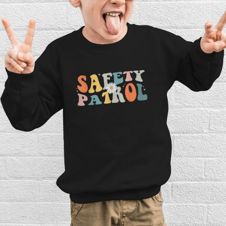 Back To School Student Safety Patrol Groovy Retro Graphic Kid Sweatshirt Back To School Student Safety Patrol Groovy Retro Graphic Kid Sweatshirt