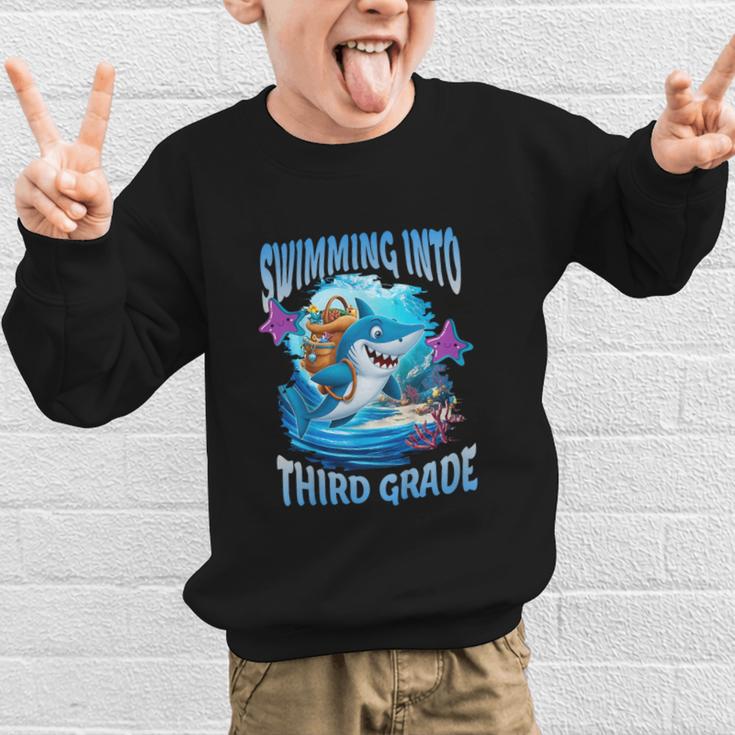 Back To School Third Grade Shark Graphic Kid Sweatshirt Back To School Third Grade Shark Graphic Kid Sweatshirt