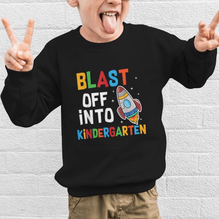 Blast Off Into Kindergarten Back To School Rocket Graphic Kid Sweatshirt