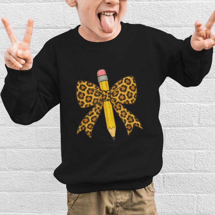 Bow Pencil Leopard First Day Of School Back To School Graphic Kid Sweatshirt