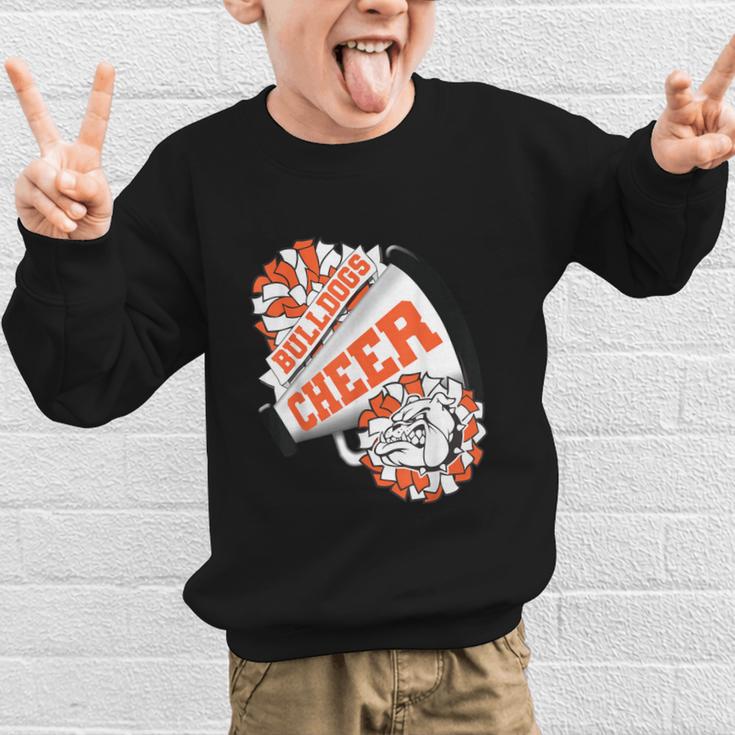 Bulldogs Cheerleading Back To School Cheer Team Orange Graphic Kid Sweatshirt Bulldogs Cheerleading Back To School Cheer Team Orange Graphic Kid Sweatshirt
