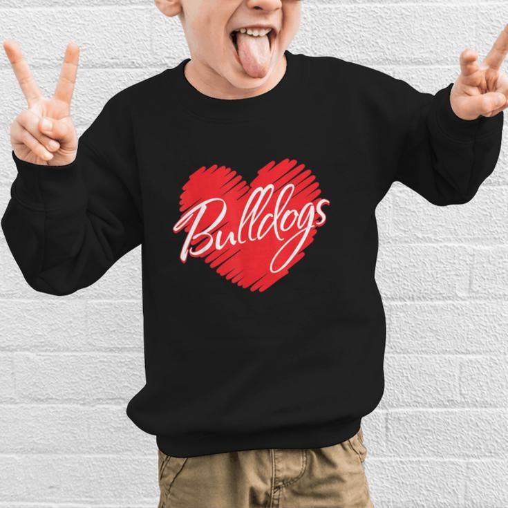Bulldogs Heart Back To School Spirit R Graphic Kid Sweatshirt Bulldogs Heart Back To School Spirit R Graphic Kid Sweatshirt