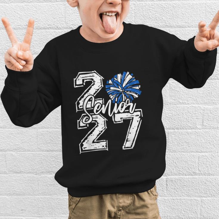 Class Of 2027 Cheer Blue Senior 2027 Back To School Graphic Kid Sweatshirt Class Of 2027 Cheer Blue Senior 2027 Back To School Graphic Kid Sweatshirt