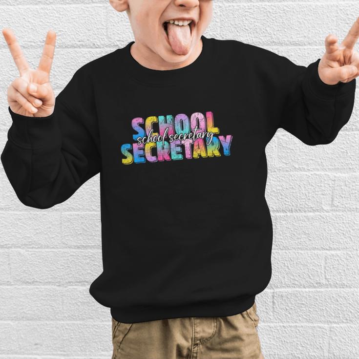 Colorful School Secretary Back To School Rainbow Graphic Kid Sweatshirt Colorful School Secretary Back To School Rainbow Graphic Kid Sweatshirt