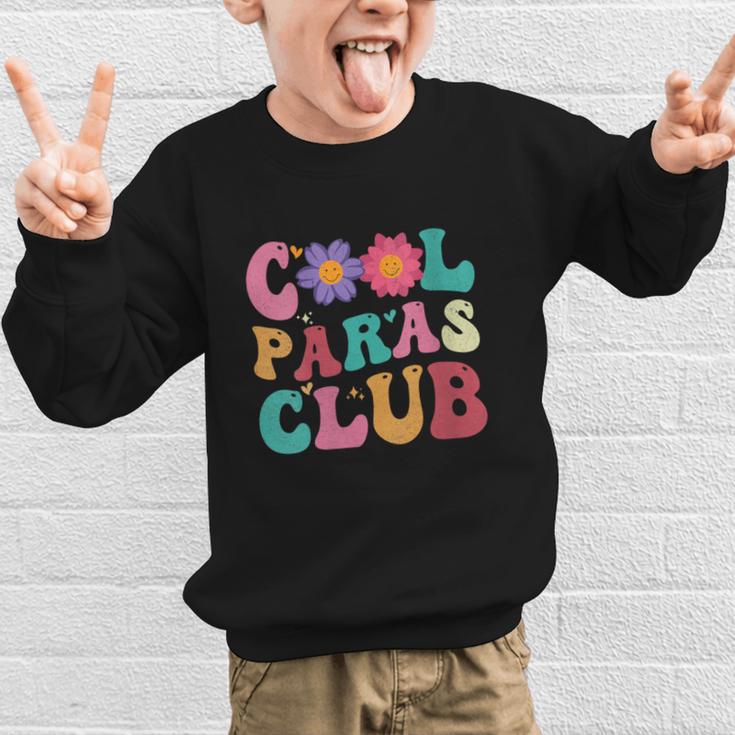 Cool Paras Club Paraprofessional Groovy Back To School Graphic Kid Sweatshirt