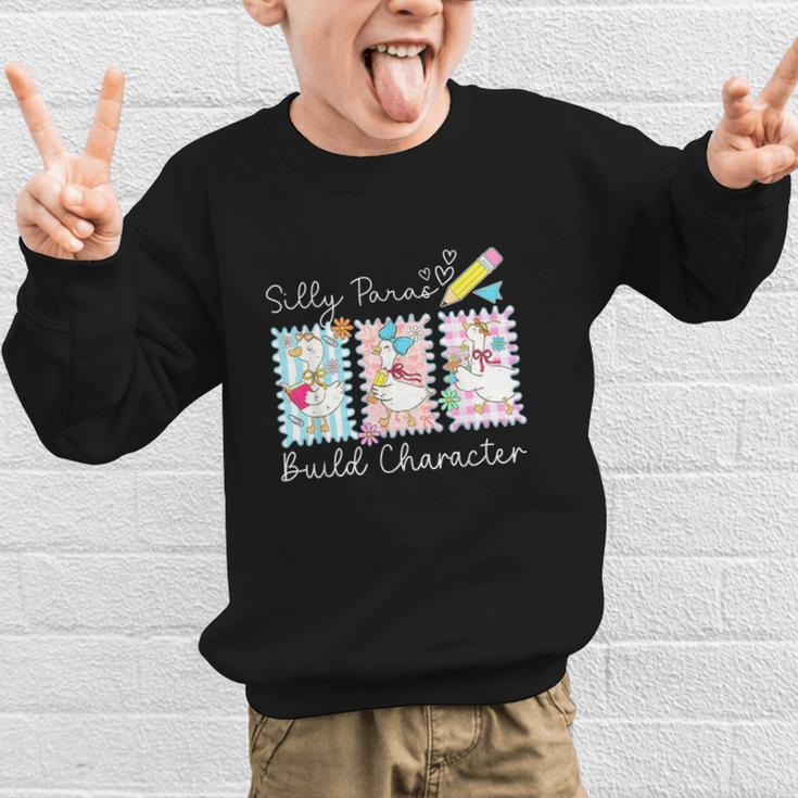 Coquette Back To School Silly Paras Build Character Graphic Kid Sweatshirt