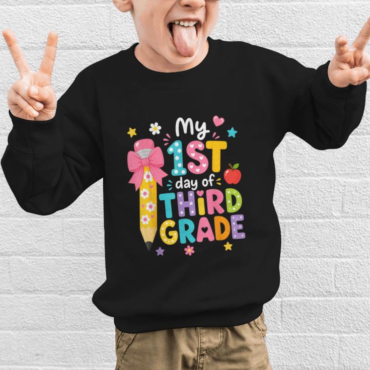 Cute My 1st Day Of Third Grade Pencil Back To School Girls Graphic Kid Sweatshirt
