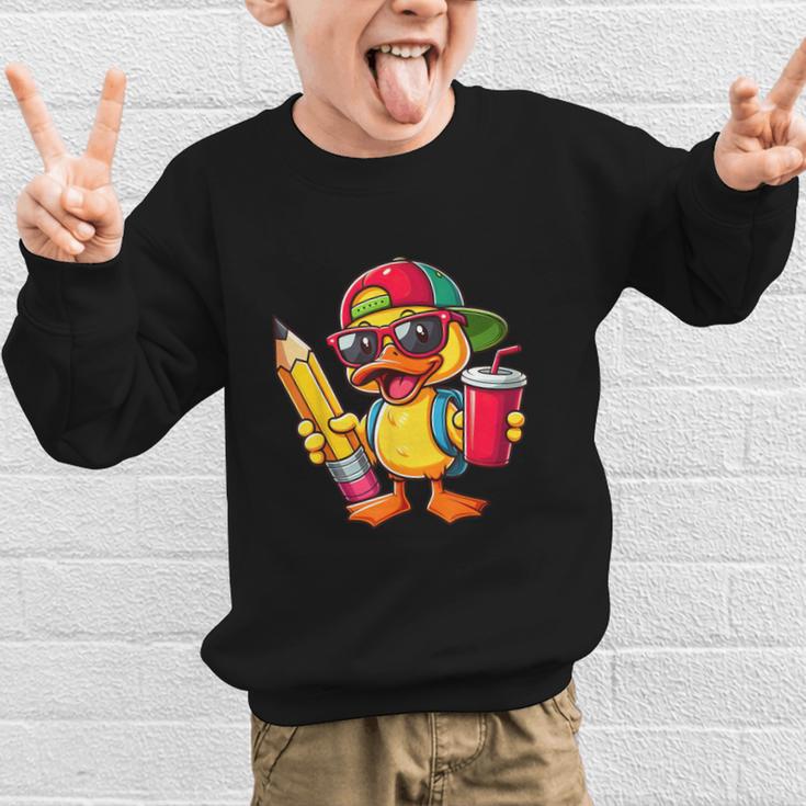Cute Duck Lover Pencil Back To School Kids Boys Girls Graphic Kid Sweatshirt Cute Duck Lover Pencil Back To School Kids Boys Girls Graphic Kid Sweatshirt