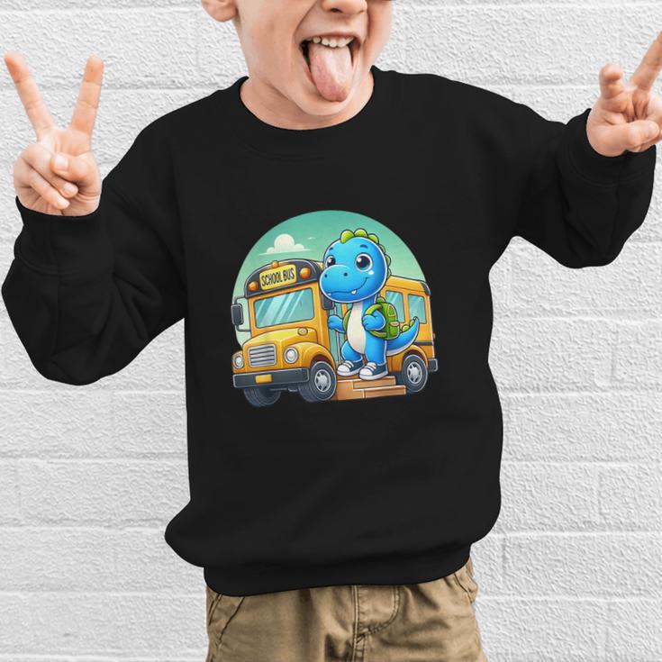 Dinosaur Kids Riding a Bus Back To School Ready To Crush Graphic Kid Sweatshirt Dinosaur Kids Riding a Bus Back To School Ready To Crush Graphic Kid Sweatshirt