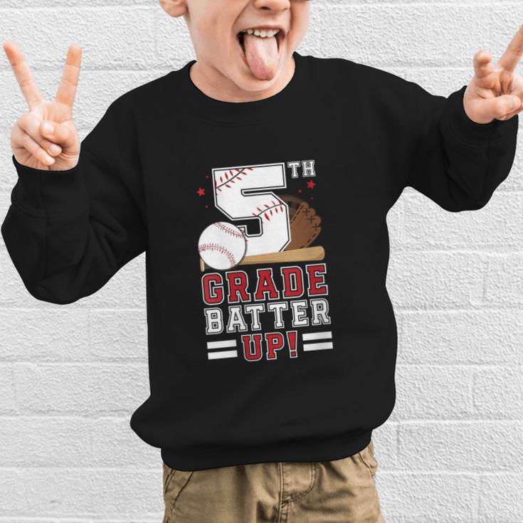 Fifth Grade Batter Up Baseball First Day Back To School Graphic Kid Sweatshirt