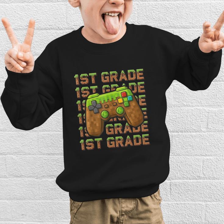First Day Of 1st Grade Level Begins Back To School Girl Boy Graphic Kid Sweatshirt First Day Of 1st Grade Level Begins Back To School Girl Boy Graphic Kid Sweatshirt