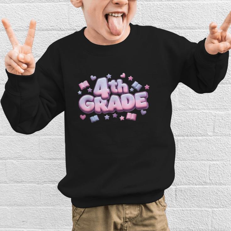 First Day Of 4th Grade Girls Coquette Bow Back To School Graphic Kid Sweatshirt First Day Of 4th Grade Girls Coquette Bow Back To School Graphic Kid Sweatshirt