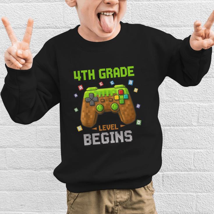 First Day Of 4th Grade Level Begins Back To School Boy Graphic Kid Sweatshirt