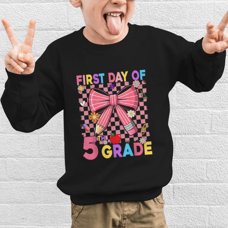 First Day Of 5th Grade Coquette Back To School Girls Kids Graphic Kid Sweatshirt First Day Of 5th Grade Coquette Back To School Girls Kids Graphic Kid Sweatshirt