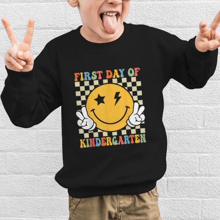First Day Of Kindergarten Retro Back To School Girls Kids Graphic Kid Sweatshirt First Day Of Kindergarten Retro Back To School Girls Kids Graphic Kid Sweatshirt