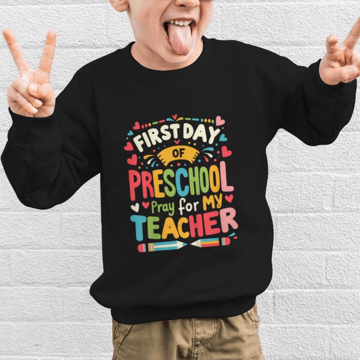 First Day Of Preschool Pre K Student Toddler Back To School Graphic Kid Sweatshirt First Day Of Preschool Pre K Student Toddler Back To School Graphic Kid Sweatshirt