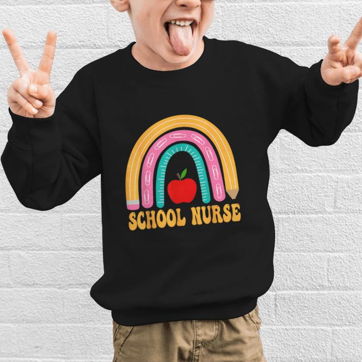 First Day Of School Nurse Back To School Rainbow Pencil Graphic Kid Sweatshirt First Day Of School Nurse Back To School Rainbow Pencil Graphic Kid Sweatshirt