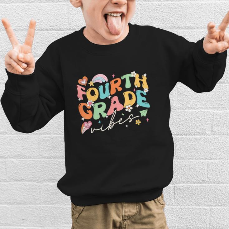 Fourth Grade Vibes 4th Grade Team Groovy Back To School Graphic Kid Sweatshirt Fourth Grade Vibes 4th Grade Team Groovy Back To School Graphic Kid Sweatshirt