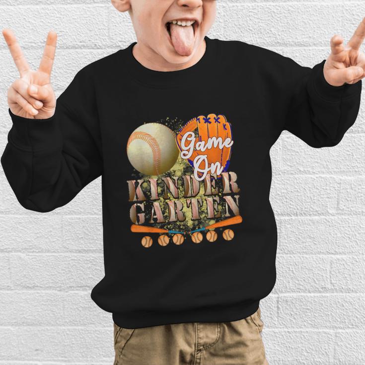 Game On Kindergarten Baseball Back To School Student Kid Boy Graphic Kid Sweatshirt Game On Kindergarten Baseball Back To School Student Kid Boy Graphic Kid Sweatshirt