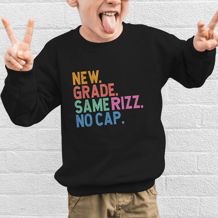 Gen Z Back To School New Grade Same Rizz No Cap Graphic Kid Sweatshirt