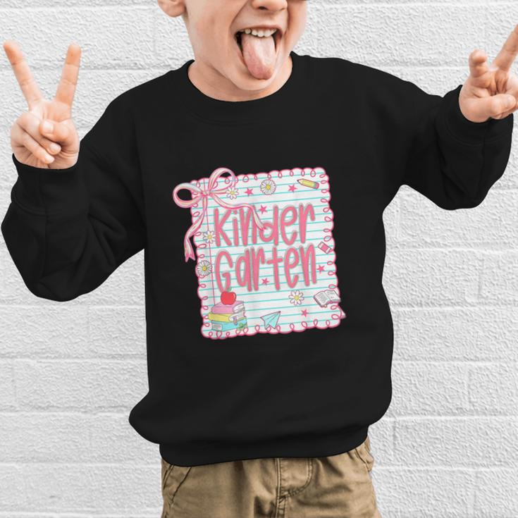 Girls Kindergarten Coquette Bow Pink Preppy Back To School Graphic Kid Sweatshirt Girls Kindergarten Coquette Bow Pink Preppy Back To School Graphic Kid Sweatshirt