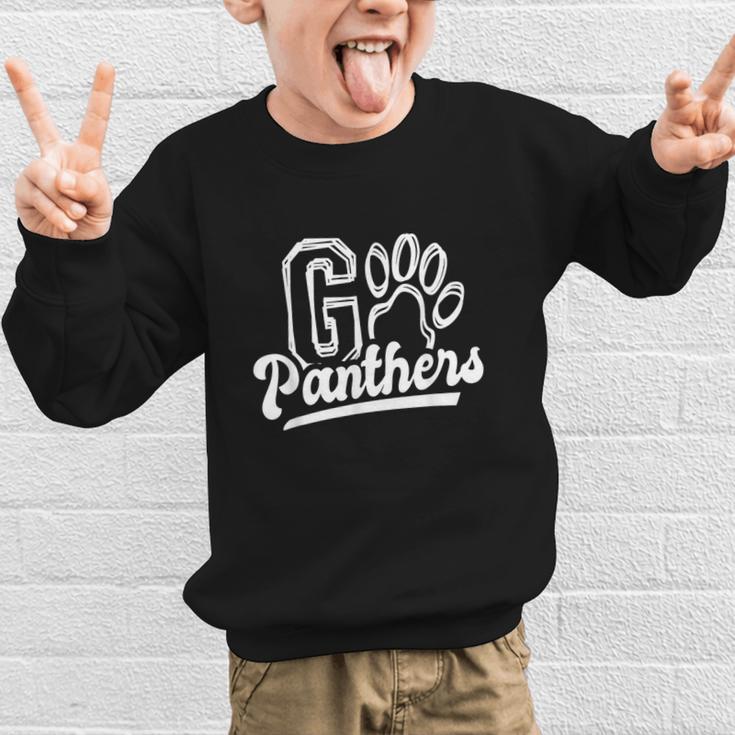 Go Cheer Panthers School Spirit Team Panther Back To School Graphic Kid Sweatshirt Go Cheer Panthers School Spirit Team Panther Back To School Graphic Kid Sweatshirt