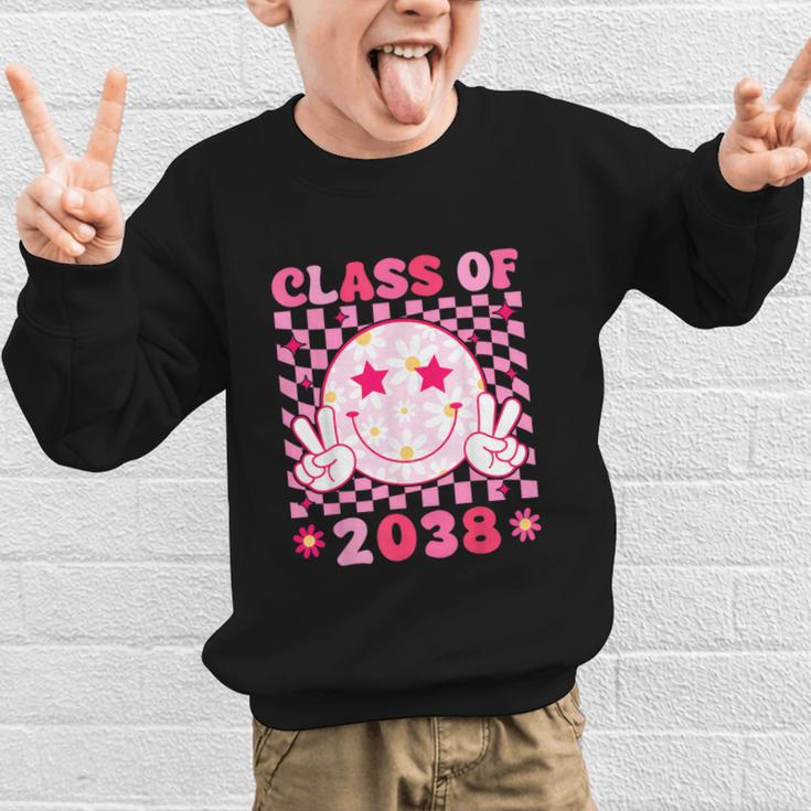 Groovy Class Of 2038 Grow With Me Smile Face Back To School Graphic Kid Sweatshirt Groovy Class Of 2038 Grow With Me Smile Face Back To School Graphic Kid Sweatshirt
