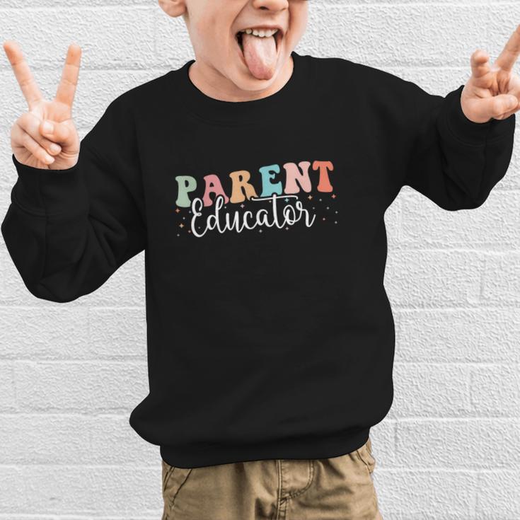 Groovy Parent Educator Back To School Graphic Kid Sweatshirt Groovy Parent Educator Back To School Graphic Kid Sweatshirt