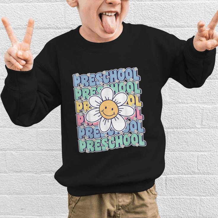 Groovy Preschool Cute Back To School First Day Of Pre K Graphic Kid Sweatshirt