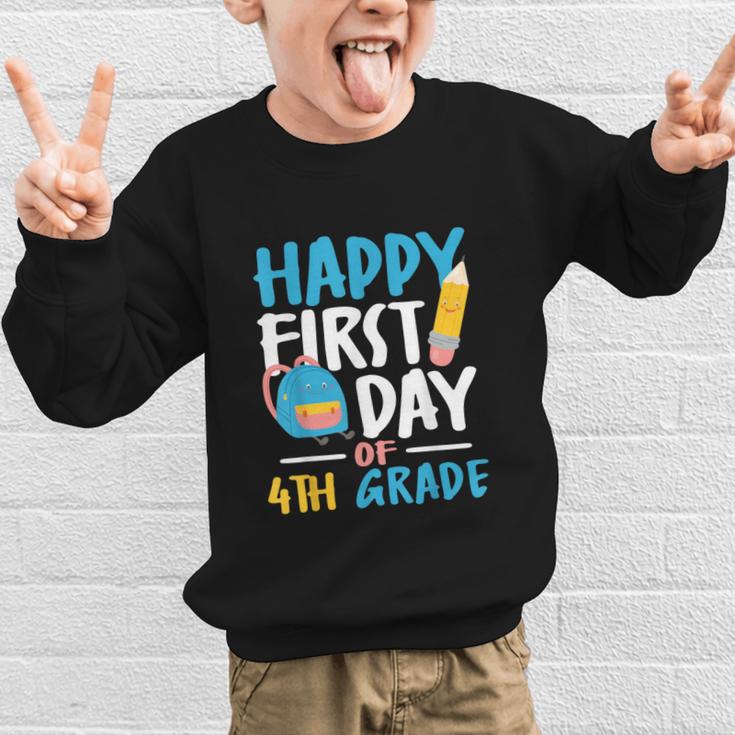Happy First Day Of 4th Grade Student Back To School Graphic Kid Sweatshirt Happy First Day Of 4th Grade Student Back To School Graphic Kid Sweatshirt