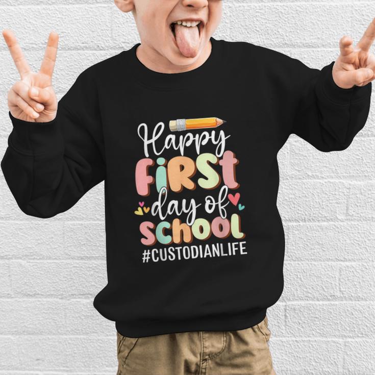 Happy First Day Of School Custodian Life Back To School Graphic Kid Sweatshirt