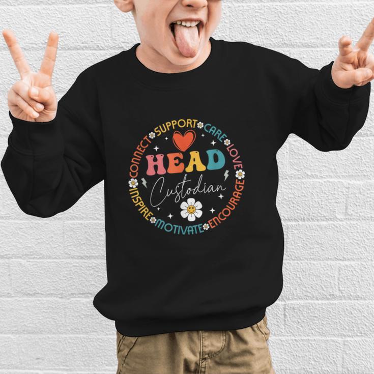 Head Custodian Appreciation Week Back To School Retro Groovy Graphic Kid Sweatshirt Head Custodian Appreciation Week Back To School Retro Groovy Graphic Kid Sweatshirt