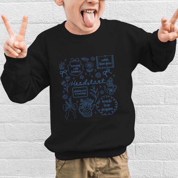 Headstart Love Inspire Teach Blue Bow Back To School Graphic Kid Sweatshirt