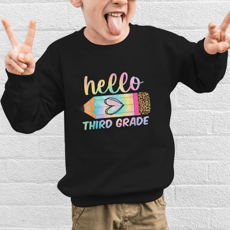 Hello Third Grade Back To School Pencil Tie Dye 3rd Grade Graphic Kid Sweatshirt