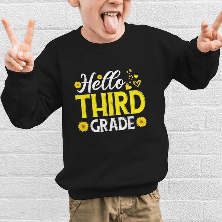 Hello Third Grade Sunflower 3rd Grade Vibes Back To School Graphic Kid Sweatshirt