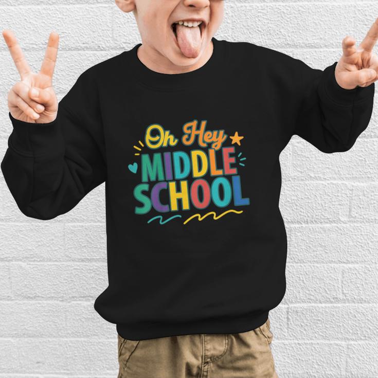 Hey Middle School First Day Back To School Students Graphic Kid Sweatshirt