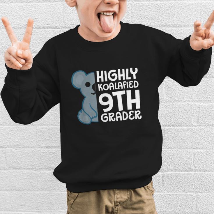 Highly Koalafied 9th Grader Koala Back To School Graphic Kid Sweatshirt Highly Koalafied 9th Grader Koala Back To School Graphic Kid Sweatshirt